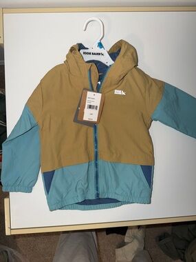 Eddie Bauer Kids Hooded Two-Tone Jacket in Tan & Blue-Green
